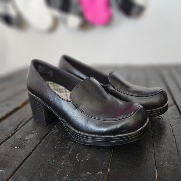 Lower East Side NWOT Women's 8 Black Loafer Heels Shoes Slip On Business Y2K 90s - Picture 1 of 8